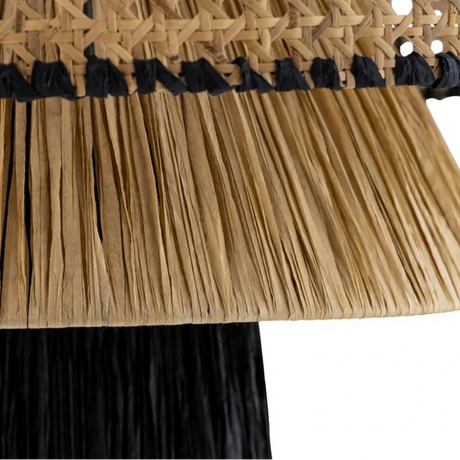 Nisu Home Hanging Pendant Lamp with Natural Bamboo and Black Detailing for Stylish Home Decor