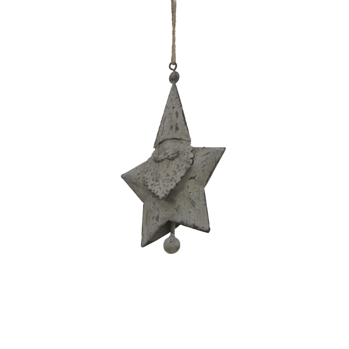 Shades 4 Seasons Hanging Santa Star Decoration in Grey with Rustic Finish for Christmas Festivities
