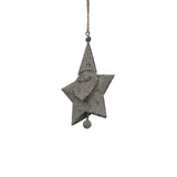 Shades 4 Seasons Hanging Santa Star Decoration in Grey with Rustic Finish for Christmas Festivities