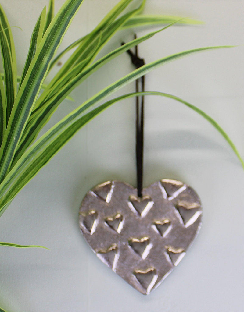 Hanging Silver Metal Heart Ornament, 10cm Geko Products