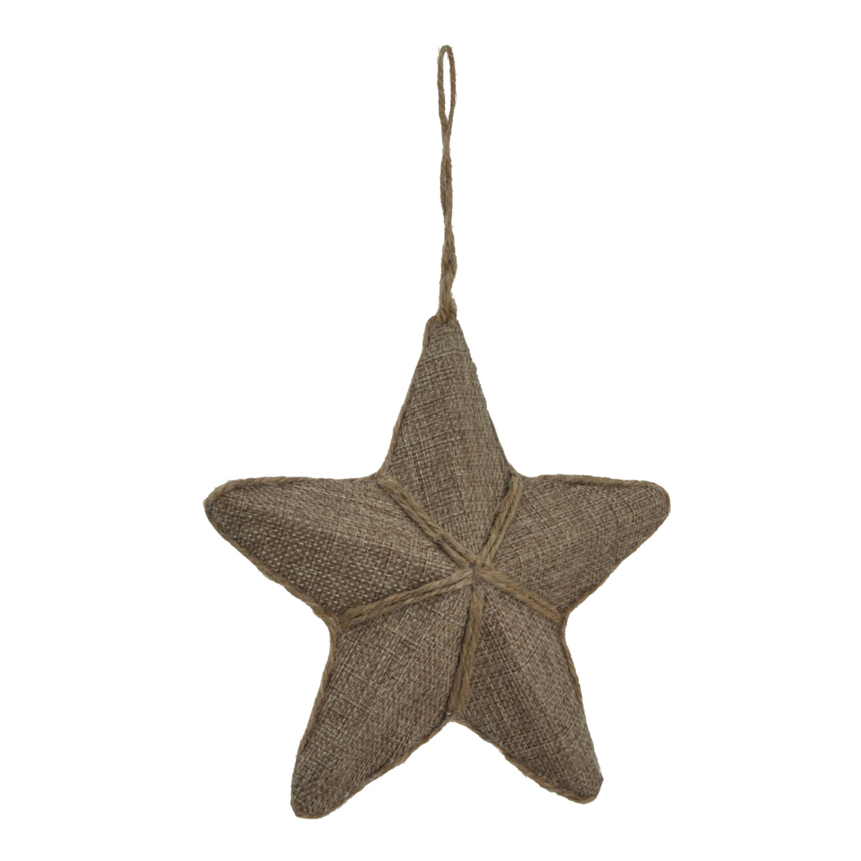 Natural Burlap Hanging Star Christmas Bauble for Rustic Holiday Decorations
