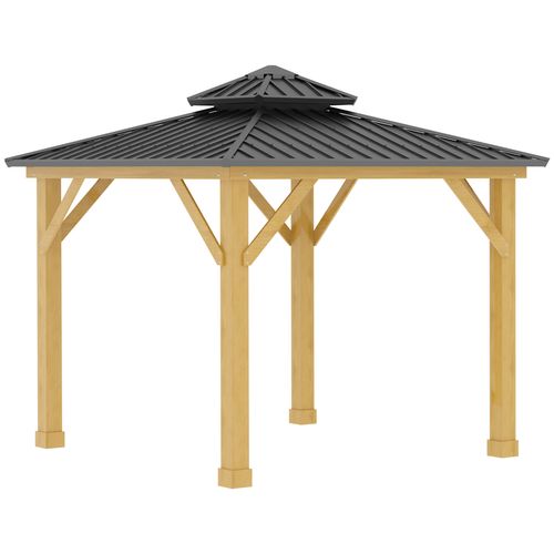 Outsunny Hardtop Gazebo with Wooden Frame, Weatherproof Outsunny