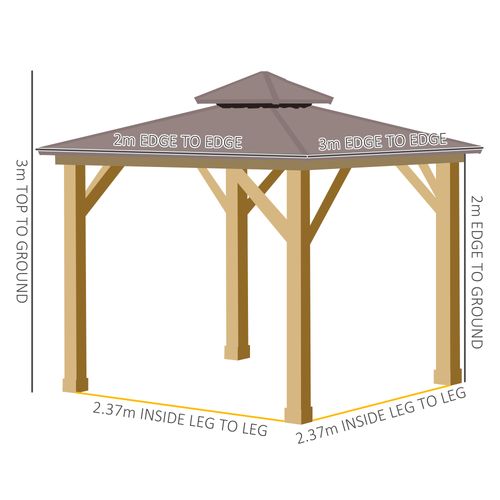 Outsunny Hardtop Gazebo with Wooden Frame, Weatherproof Outsunny