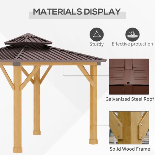 Outsunny Hardtop Gazebo with Wooden Frame, Weatherproof Outsunny