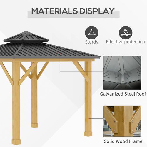 Outsunny Hardtop Gazebo with Wooden Frame, Weatherproof Outsunny