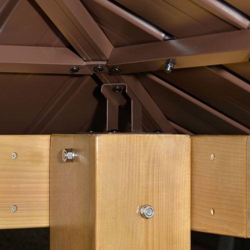 Outsunny Hardtop Gazebo with Wooden Frame, Weatherproof Outsunny