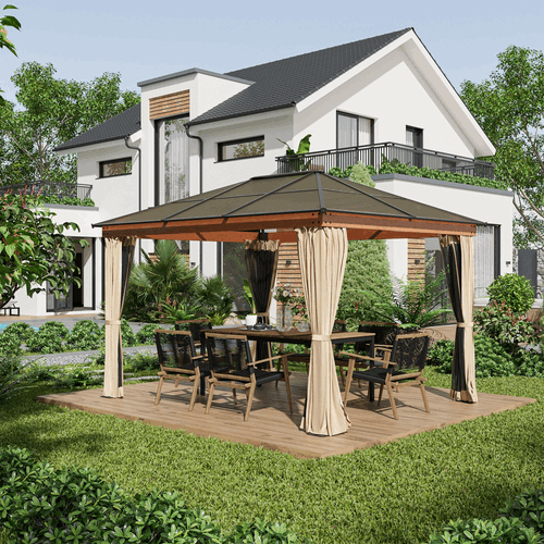 Hardtop Gazebo with Polycarbonate Roof Aluminium and Steel Frame Outsunny