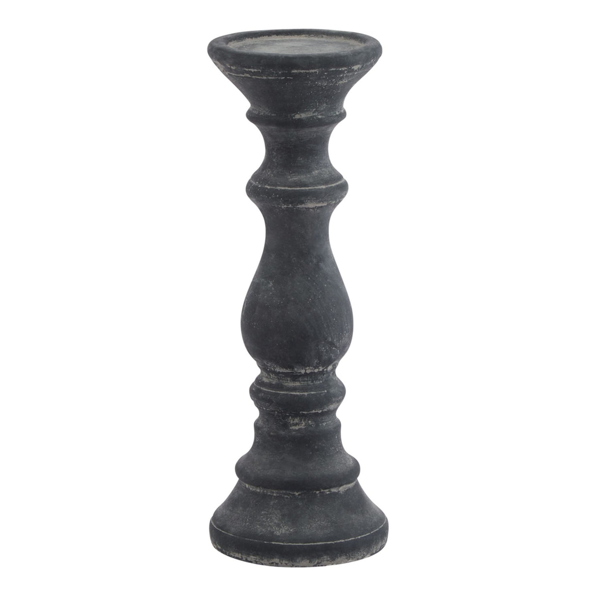 Shades 4 Seasons Column Candle Holder - Turned Wood Pillar GREY CERAMIC Shades 4 Seasons