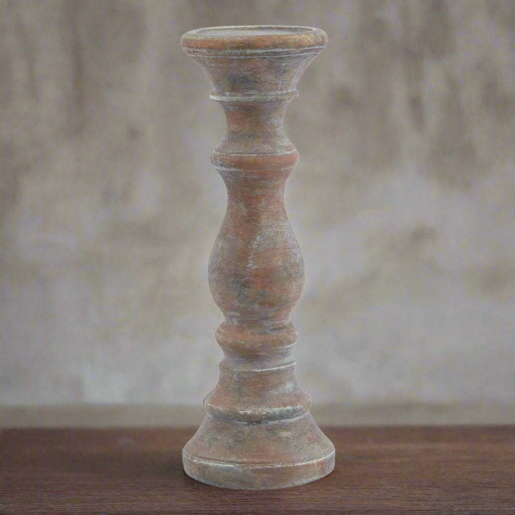 Shades 4 Seasons Hand-Finished Rustic Column Candle Holder BROWN CERAMIC Shades 4 Seasons