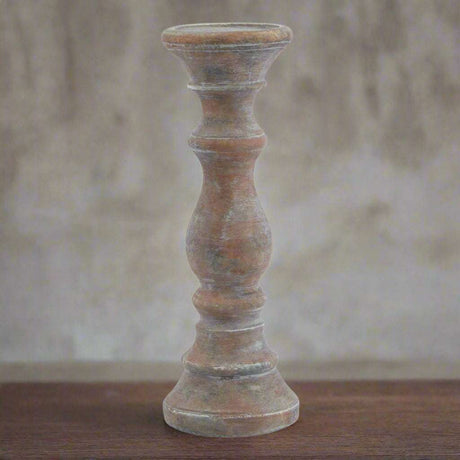 Shades 4 Seasons Hand-Finished Rustic Column Candle Holder BROWN CERAMIC Shades 4 Seasons