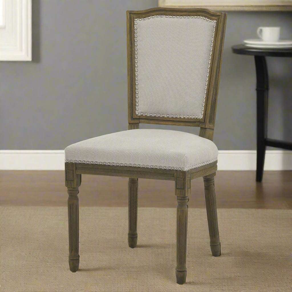 Shades 4 Seasons Upholstered Dining Chair with Nailhead Trim GREY WOOD Shades 4 Seasons