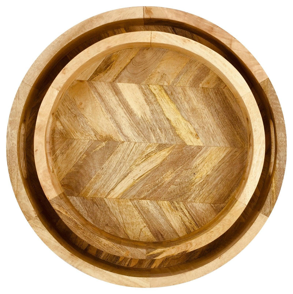 Herringbone Wood Trays Set of 2 Geko Products