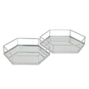 Shades 4 Seasons Stylish Hexagon Trays with Mirror Base SILVER GLASS Shades 4 Seasons