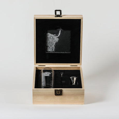 Stylish Selbrae House Highball Drinks Set presented in a luxurious wooden box with an elegant design