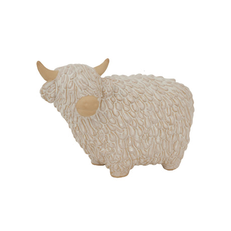 Ceramic Highland Cow Decor with Textured Fur for home Room Decorations