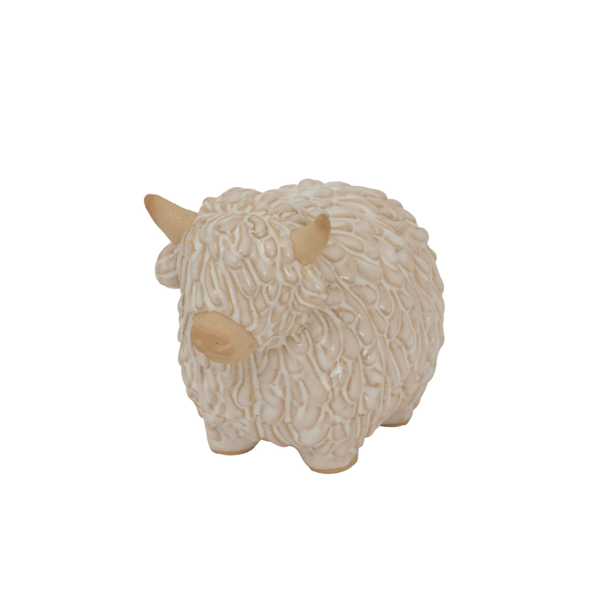 Ceramic Highland Cow Christmas room decoration with textured fluffy finish for festive appeal