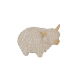 Decorative Highland Cow Figurine in Creamy White for Charming home Room Decorations