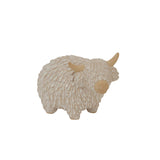 Highland Cow decorative figurine in a textured cream finish for home room decorations