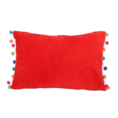 Red Holly Jolly Cushion with Pom Poms N/A