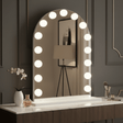 Arched Hollywood Mirror with Warm LED Bulbs for Elegant Makeup and Vanity Spaces