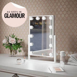 Hollywood Mirror with LED lights, perfect for makeup application on a stylish vanity table