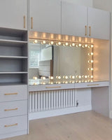 Elegant Hollywood Mirror with Bright Vanity Lights, Perfect for Makeup and Dressing Areas