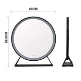 Hollywood Mirror with a sleek round design, measuring 60cm in diameter and 66.5cm in height