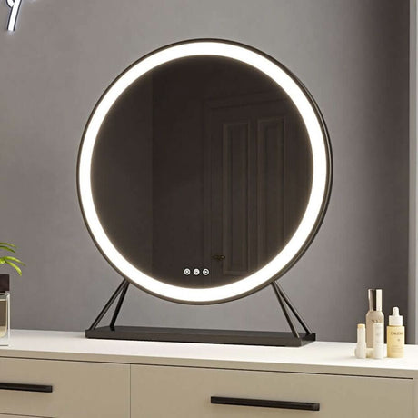 Stylish Hollywood Mirror with LED lighting and modern circular design for vanity use