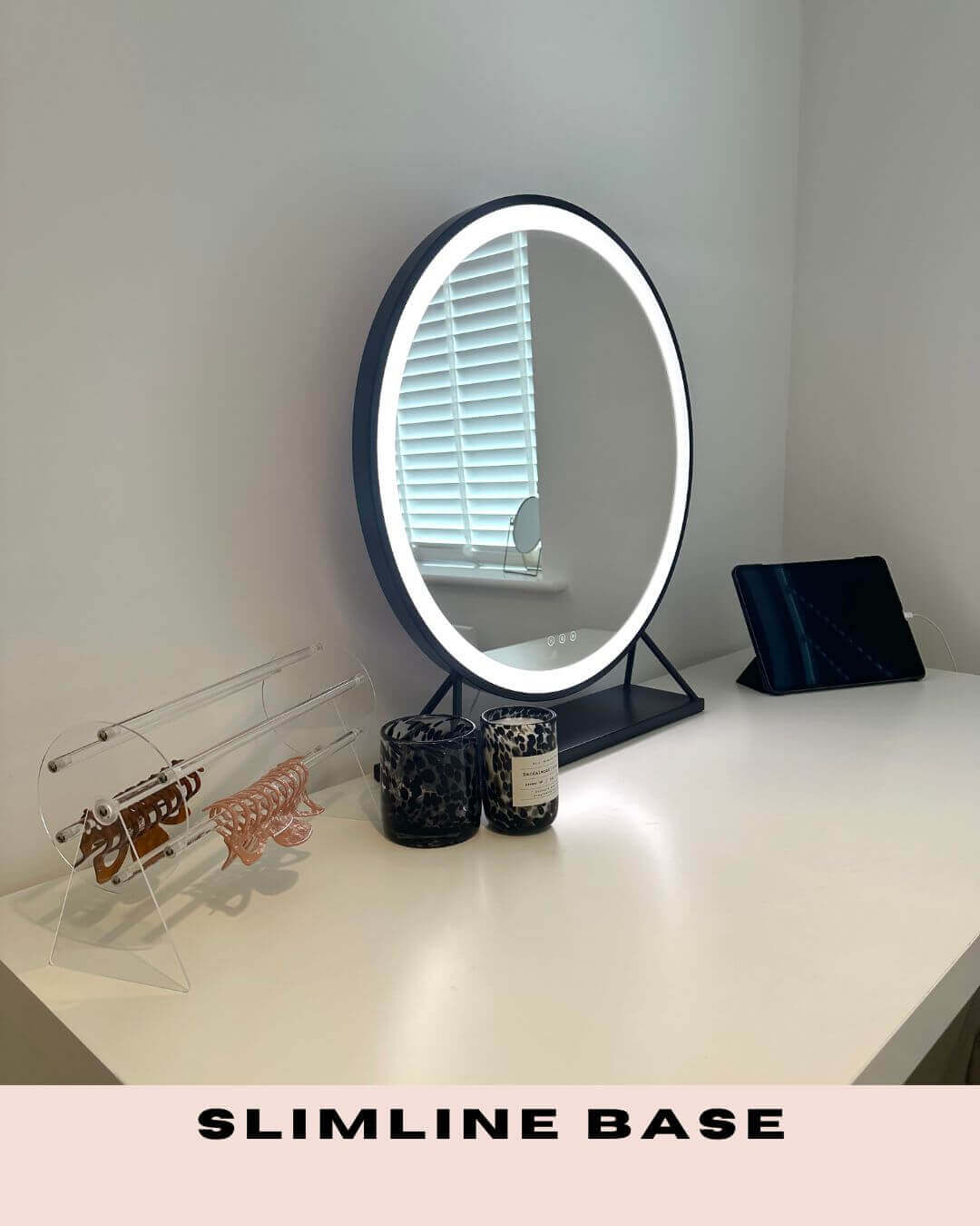 Hollywood Mirror with Slimline Base and LED Light for a Bright and Stylish Vanity Setup