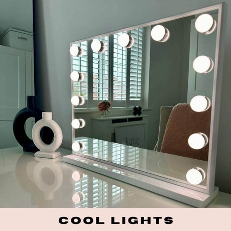 Small Hollywood Mirror with Bright Bulbs for Glamorous Makeup and Dressing Areas