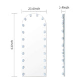 Full Length Hollywood Mirror with Crystal Bulbs, Dimensions 63x23.6 inches for Stylish Decor