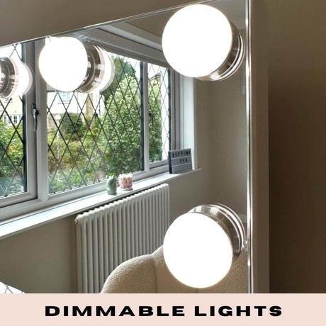 Hollywood Mirror with Dimmable Lights for Adjustable Brightness and Glamorous Make-up Application