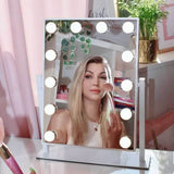 Hollywood Mirror with 12 LED Bulbs for Glamorous Makeup Application and Daily Beauty Routine