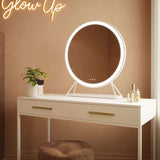Hollywood Mirror with a Round Design and Touch Controls, Perfect for Glamorous Makeup Applications