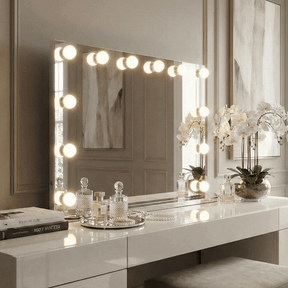 Elegant Hollywood Mirror with Bright LED Lights, Perfect for Glamorous Home Decor