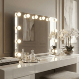 Elegant Hollywood Mirror with Bright LED Lights, Perfect for Glamorous Home Decor