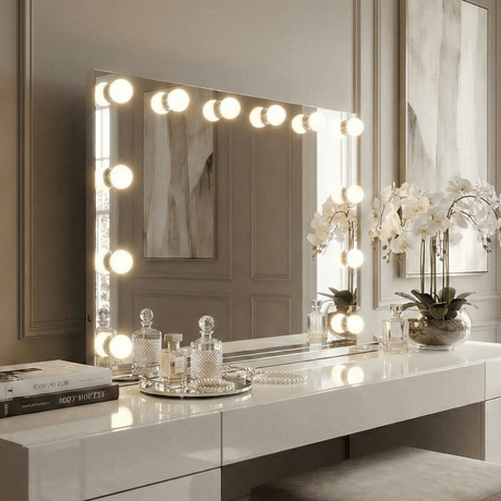 Elegant Hollywood Mirror with Bright LED Lights, Perfect for Glamorous Home Decor