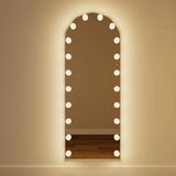 Hollywood Mirror with Bright Bulbs and Arched Top for Glamorous Room Decor