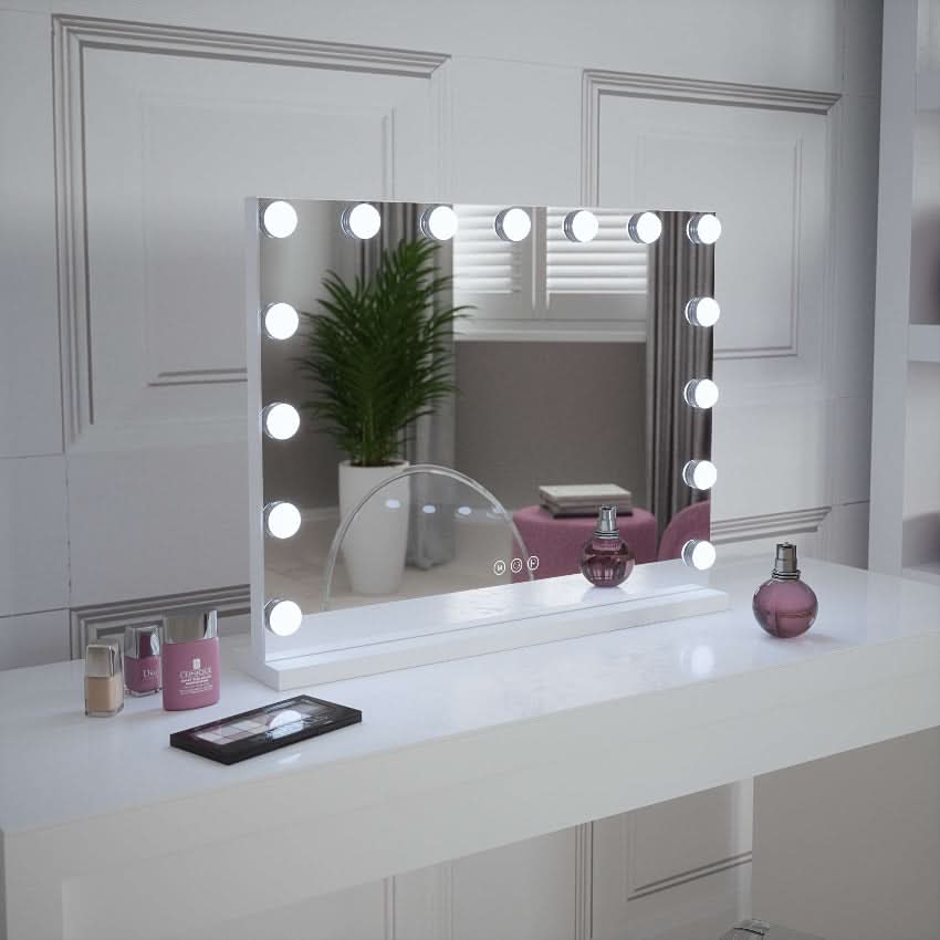 Hollywood Mirror with 14 LED Lights for Perfect Illumination and Makeup Application