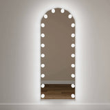 Hollywood Mirror with illuminated bulbs, arched design, perfect for adding glamour to any room