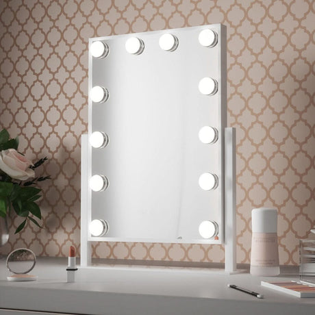 Elegant Hollywood Mirror with LED bulbs, perfect for a chic vanity setup