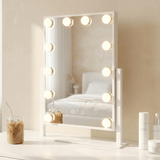 Stylish Hollywood Mirror with bright LED bulbs, perfect for daily makeup application and dressing