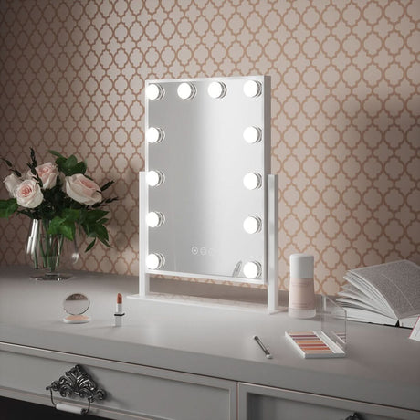 Stylish Hollywood Mirror with LED Lights for Vanity Desk, ideal for makeup application