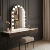 Stylish Hollywood Mirror with Glamorous Bulbs above a Modern Dressing Table in a Chic Room