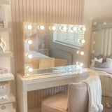 Elegant Hollywood Mirror with Bright Bulbs, Perfect for Makeup and Dressing Areas