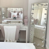 Elegant Hollywood Mirror with LED bulbs, perfect for dressing tables and makeup application