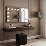 Stylish Hollywood Mirror with Bright LED Lights, adding glamour to modern home decor
