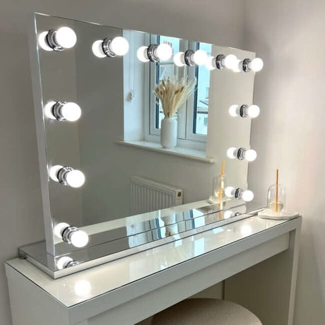 Stylish Hollywood Mirror with LED bulbs for enhanced lighting in make-up areas