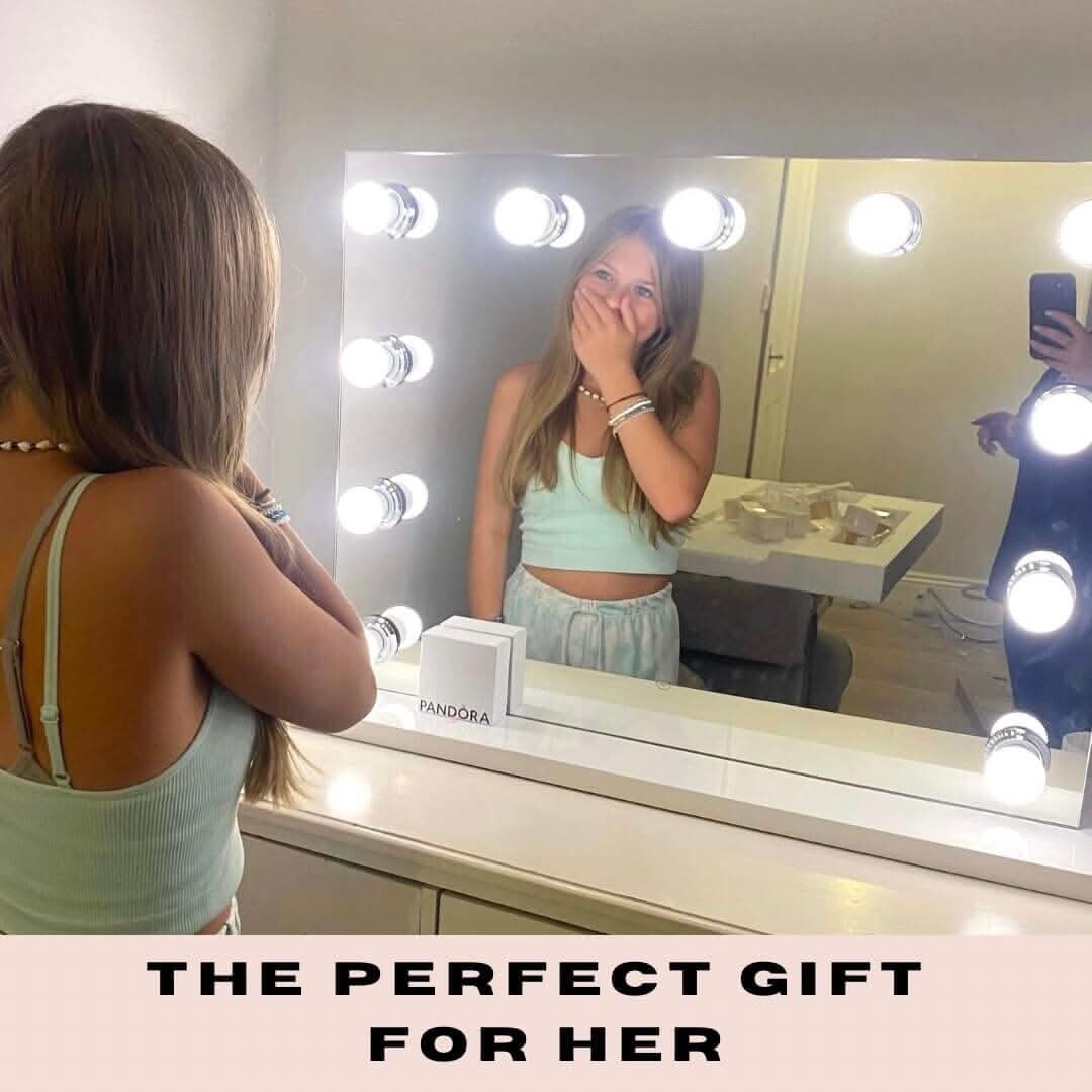 Hollywood Mirror with Bright LED Lights for Makeup and Styling, Ideal Gift for Her