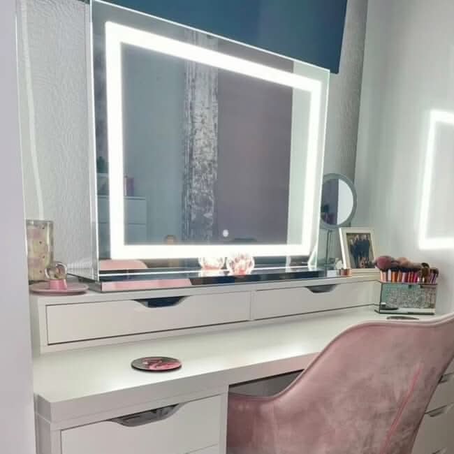 Pro Mirror with LED lighting on a stylish vanity for a modern makeup setup